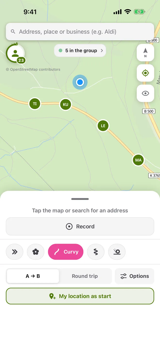 Group ride: Everyone riding along is on the map.